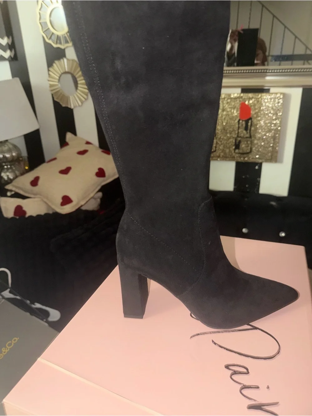 Wild Pair Black Over-the-Knee Block Heel Boots